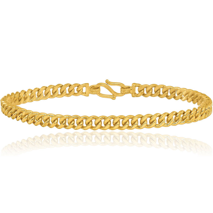 24K Solid Yellow Gold 5mm Curb Link Chain Bracelet