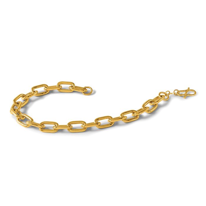 24K Solid Yellow Gold 6.5mm Paperclip Cable Rolo Link Chain Bracelet