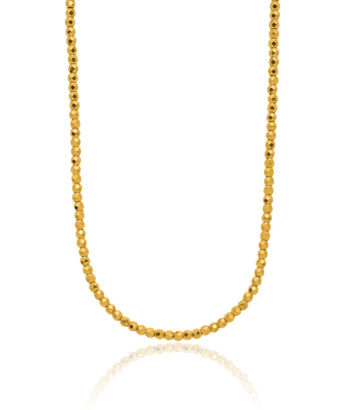 24K Solid Yellow Gold Beaded Necklace Chain