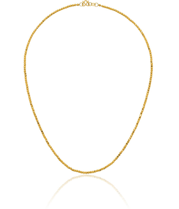24K Solid Yellow Gold Beaded Necklace Chain