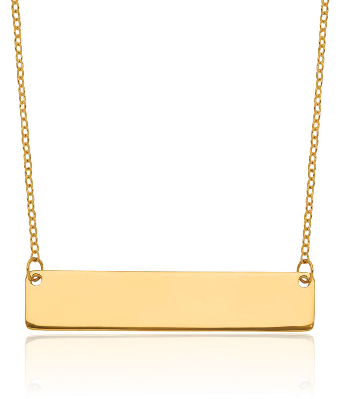 24K Solid Yellow Gold Classic Bar Necklace Chain