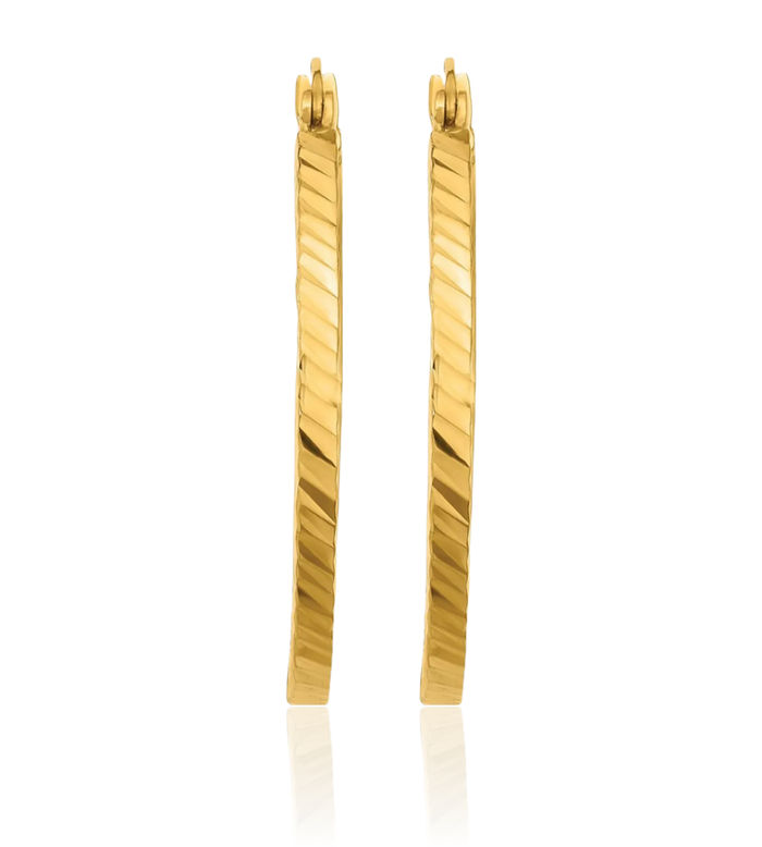 24K Solid Yellow Gold 1.9 x 26.5mm Round Medium Hoop Earrings