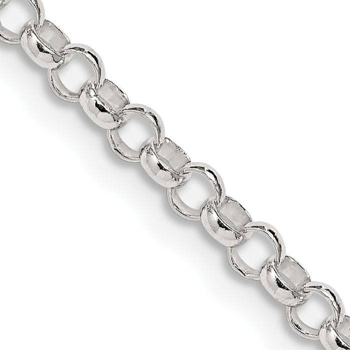 925 Sterling Silver 3.5mm Cable Rolo Link Chain Belcher Necklace