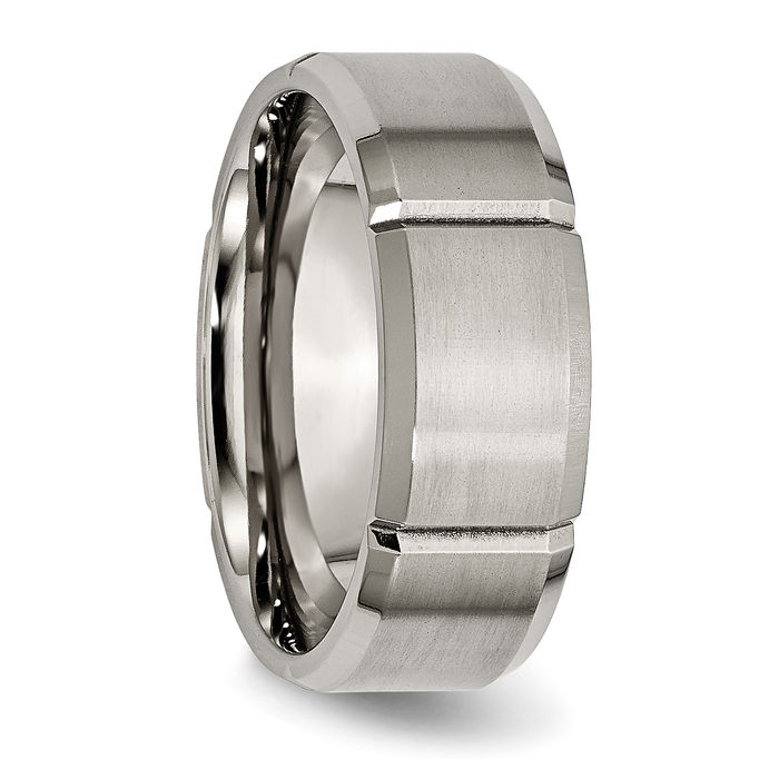 Titanium 8mm Edge Wedding Band Ring