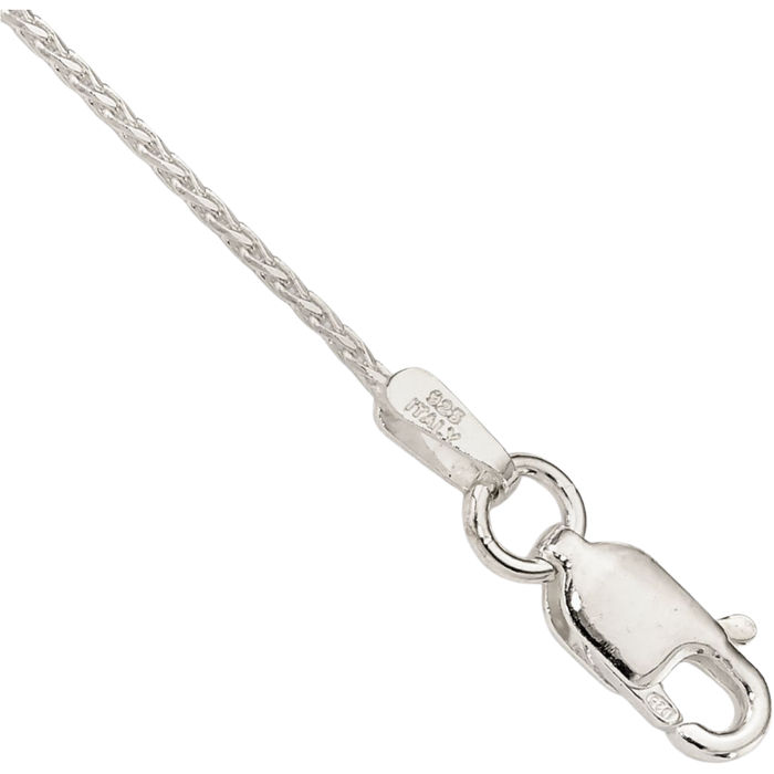 925 Sterling Silver 0.95mm Round Spiga Wheat Link Chain Bracelet