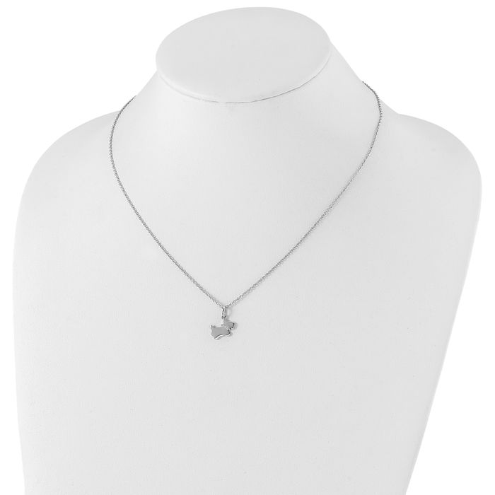 925 Sterling Silver Diamond Dog Chain Necklace