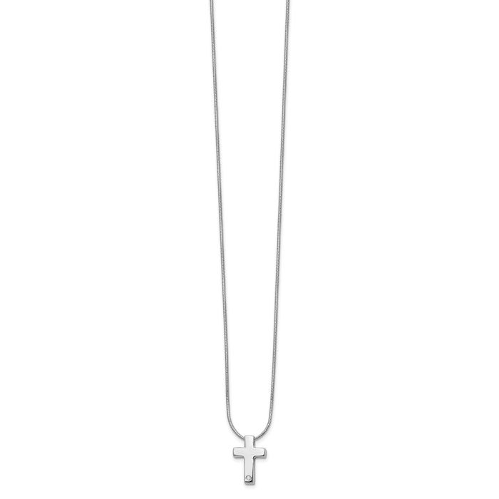 925 Sterling Silver Diamond Holy Cross Chain Necklace