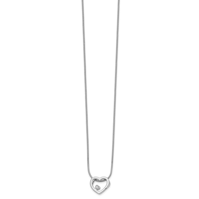 925 Sterling Silver Diamond Heart Chain Necklace