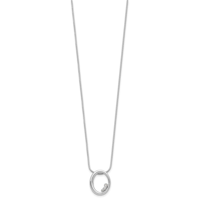 925 Sterling Silver Diamond Oval Chain Geometric Necklace