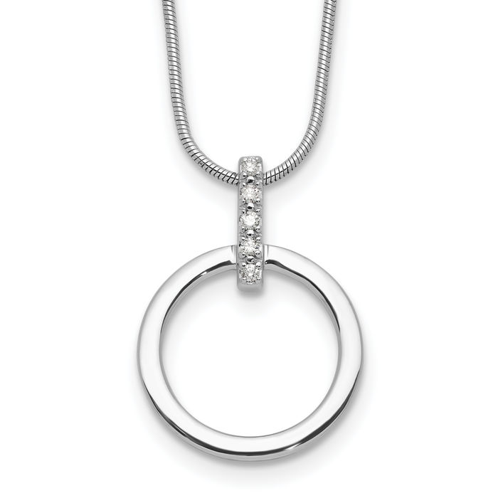 925 Sterling Silver Diamond Circle Round Geometric Necklace Chain