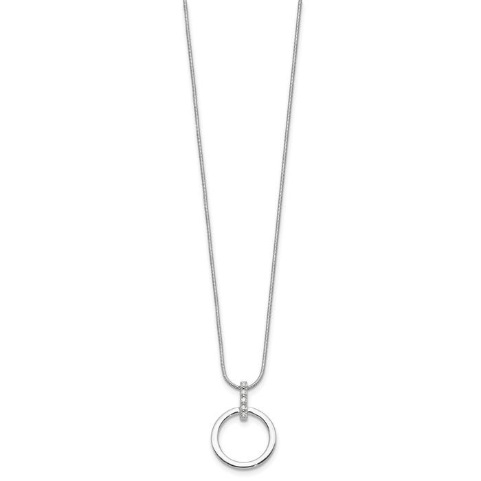 925 Sterling Silver Diamond Circle Round Geometric Necklace Chain