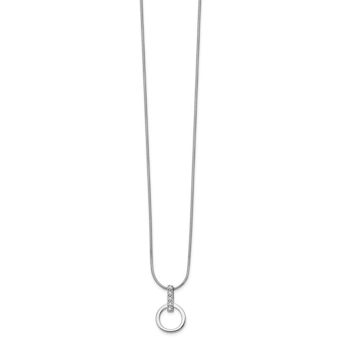 925 Sterling Silver Circle Round Geometric Diamond Chain Necklace