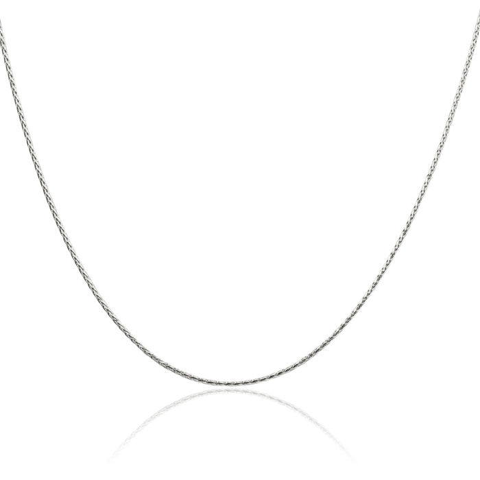 925 Sterling Silver 1.25mm Round Spiga Wheat Link Chain Necklace