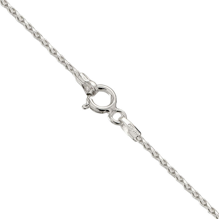 925 Sterling Silver 1.25mm Round Spiga Wheat Link Chain Necklace