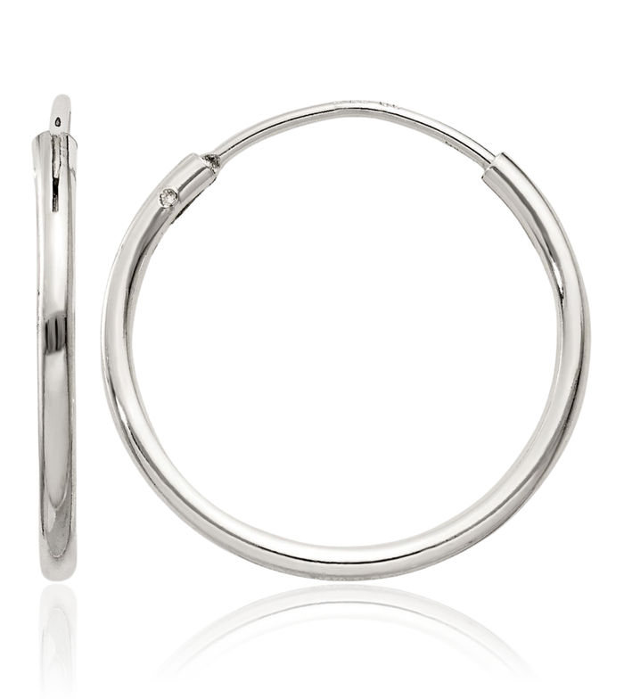 925 Sterling Silver 1.3mm Round Endless Small Hoop Earrings