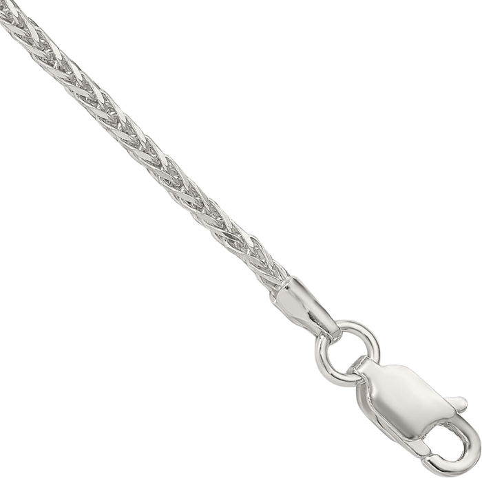 925 Sterling Silver 1.45mm Round Spiga Wheat Link Chain Bracelet