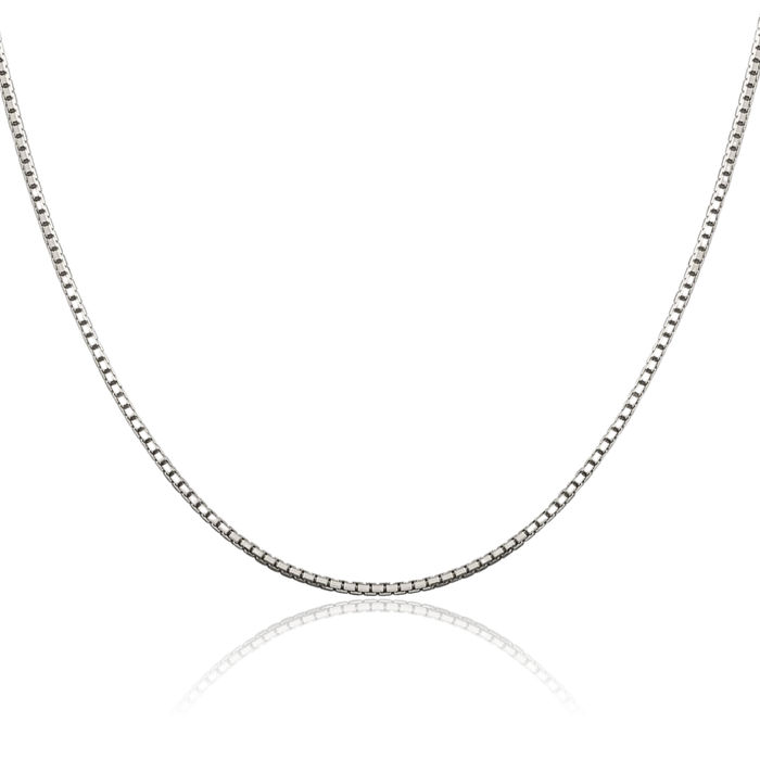 925 Sterling Silver 1.5mm 8 Sided Box Link Chain Necklace