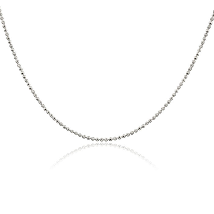 925 Sterling Silver 1.5mm Beaded Ball Chain Necklace