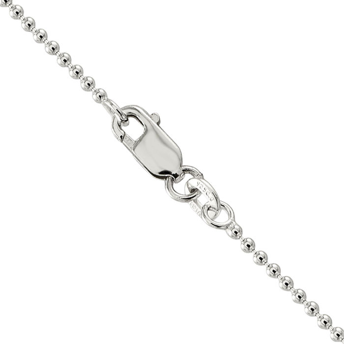 925 Sterling Silver 1.5mm Beaded Ball Chain Necklace