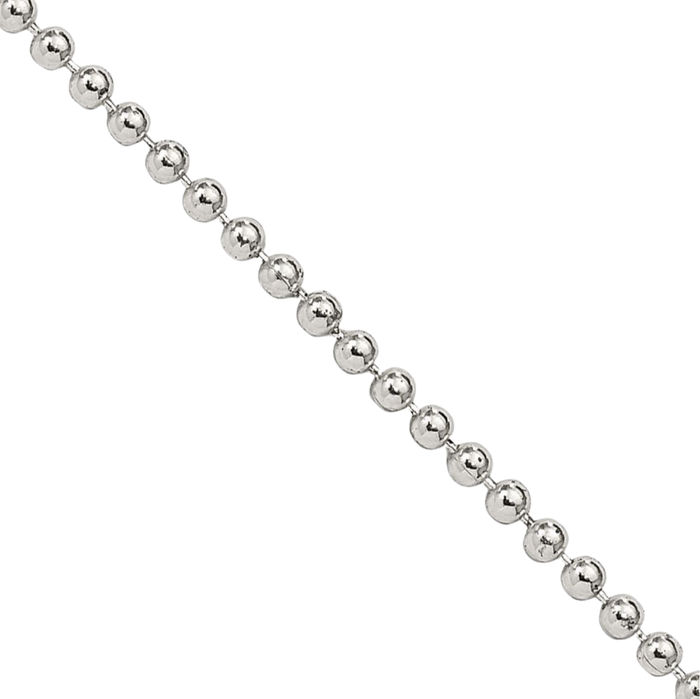 925 Sterling Silver 1.5mm Beaded Ball Chain Necklace