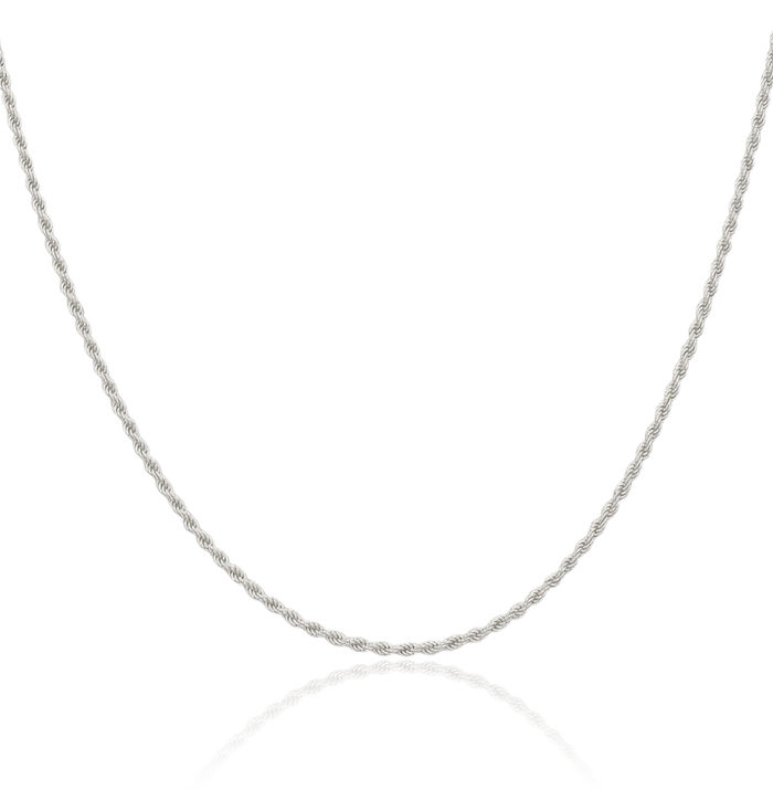 925 Sterling Silver 1.5mm Rope Chain Twisted Link Necklace