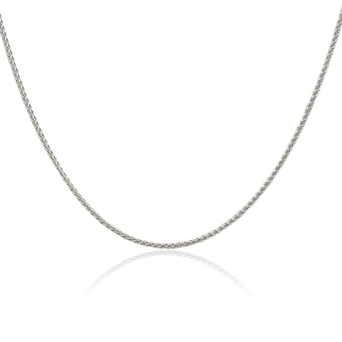 925 Sterling Silver 1.5mm Round Spiga Wheat Link Chain Necklace