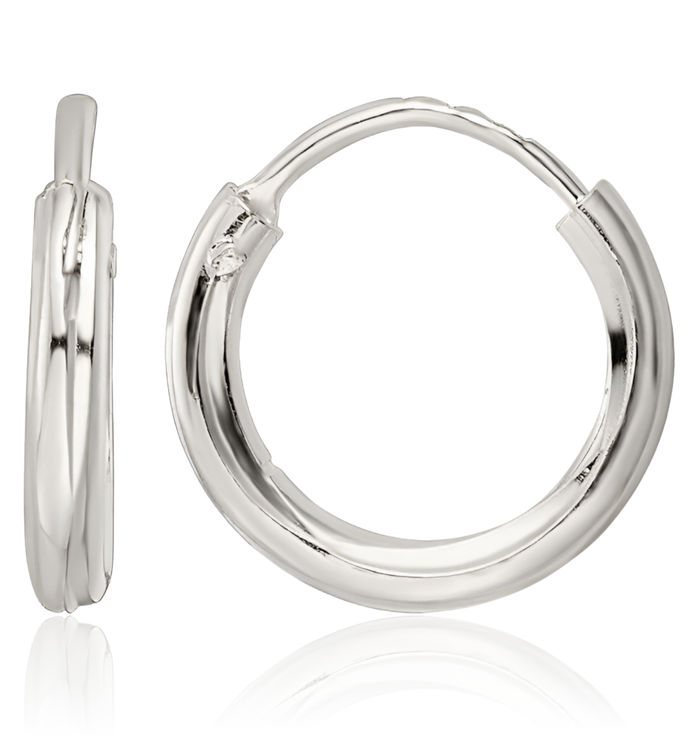 925 Sterling Silver 1.5x10mm Endless Tube Round Huggie Mini Hoop Earrings