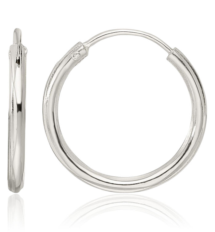 925 Sterling Silver 1.5x15mm Endless Tube Round Small Hoop Earrings