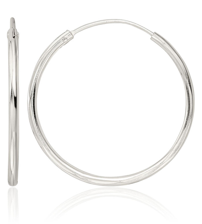 925 Sterling Silver 1.5x25mm Endless Tube Round Medium Hoop Earrings