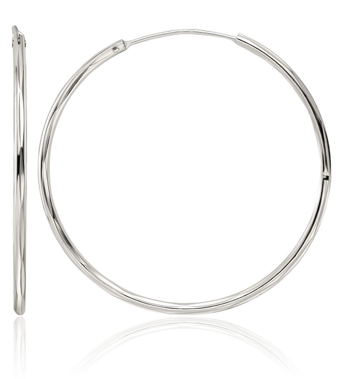 925 Sterling Silver 1.5x35mm Endless Tube Round Medium Hoop Earrings
