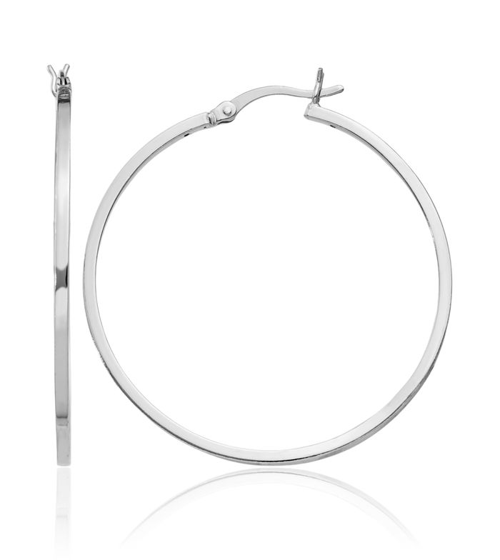 925 Sterling Silver 1.5x40mm Round Large Hoop Earrings