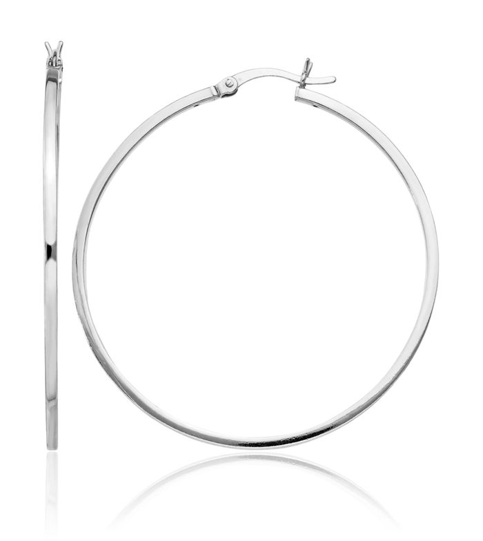 925 Sterling Silver 1.5x45mm Round Large Hoop Earrings