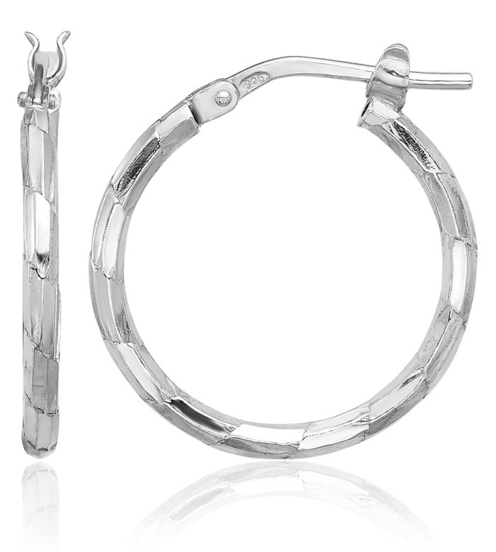 925 Sterling Silver 1.60mm Round Medium Hoop Earrings