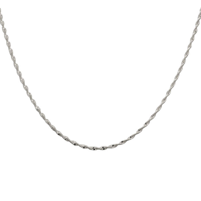 925 Sterling Silver 1.65mm Twisted Herringbone Chain Necklace