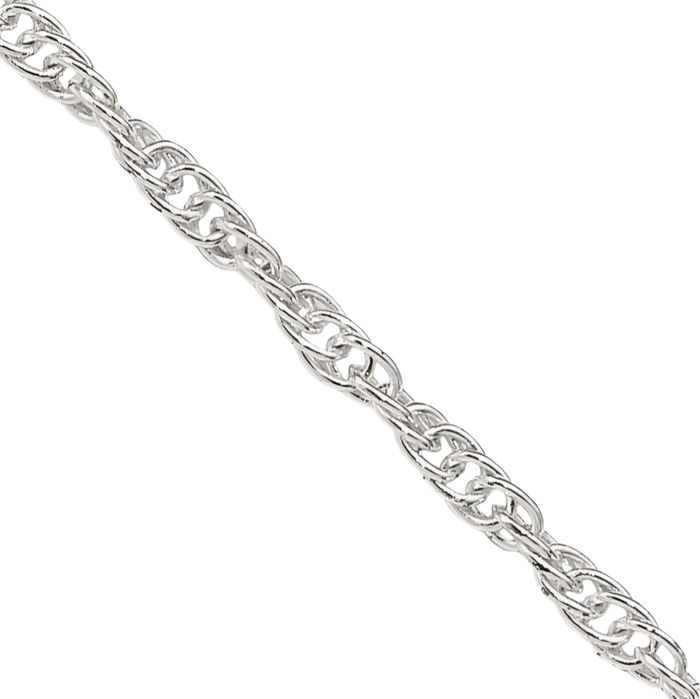 925 Sterling Silver 1.6mm Rope Chain Twisted Link Necklace