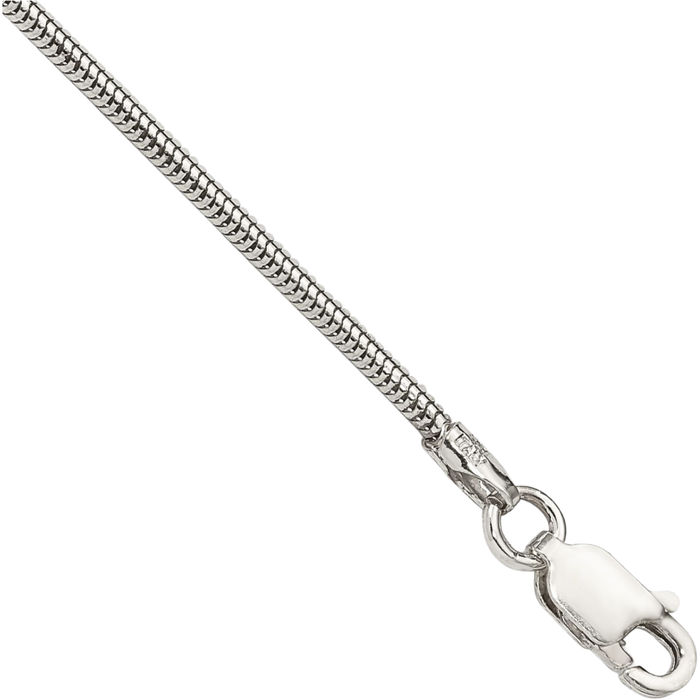 925 Sterling Silver 1.6mm Round Cubetto Omega Snake Chain Bracelet