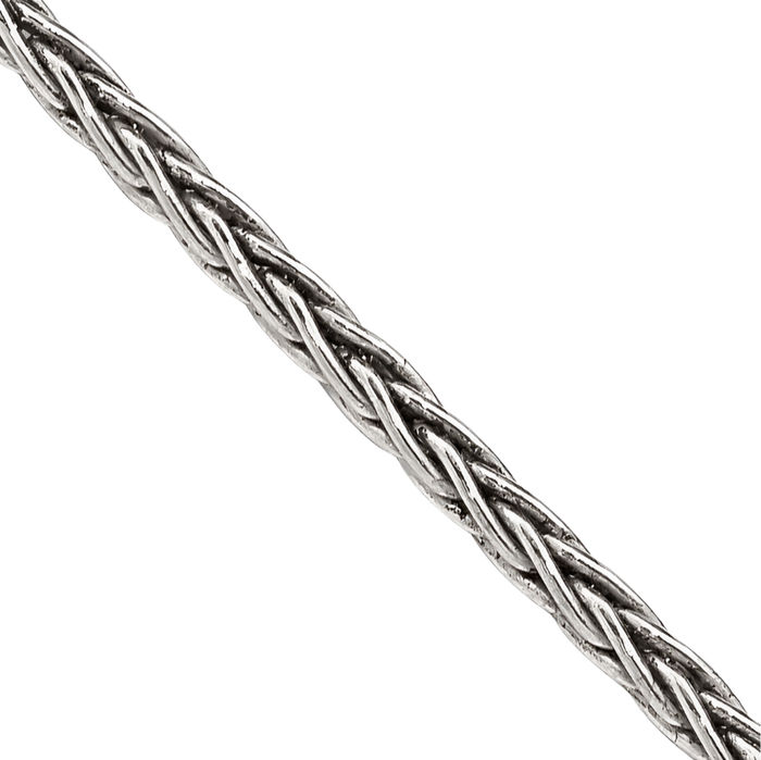 925 Sterling Silver Vintage 1.6mm Square Spiga Wheat Link Chain Necklace