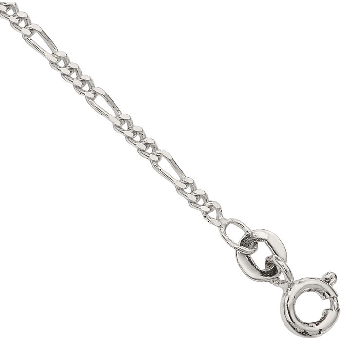 925 Sterling Silver 1.75mm Figaro Link Chain Bracelet