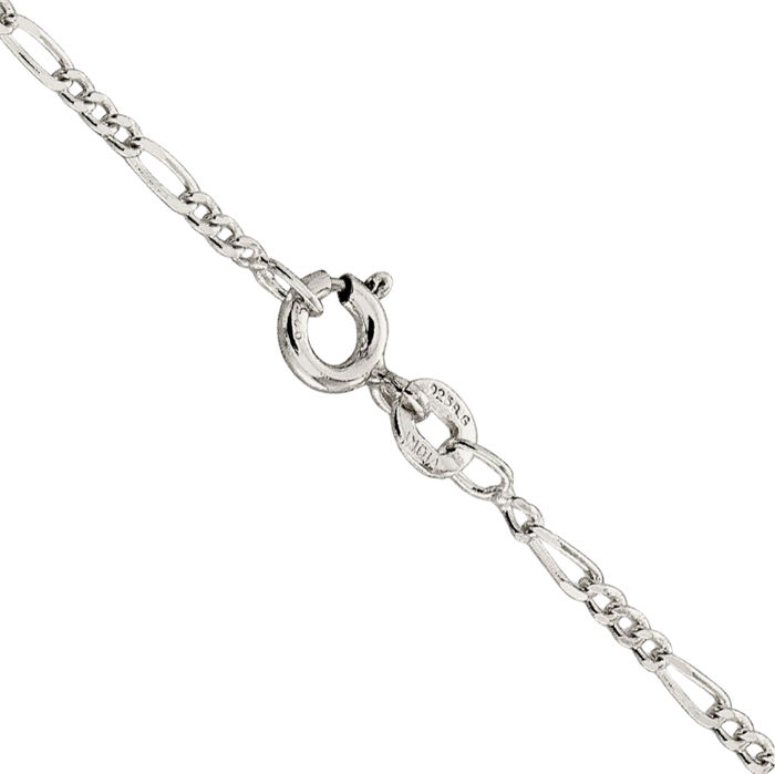 925 Sterling Silver 1.75mm Figaro Link Chain Necklace