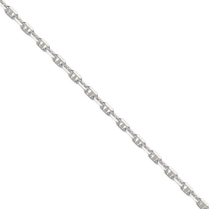 925 Sterling Silver 1.75mm Anchor Mariner Link Chain Necklace