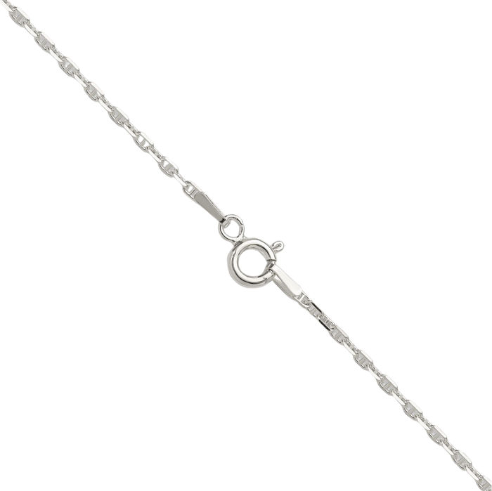 925 Sterling Silver 1.75mm Anchor Mariner Link Chain Necklace