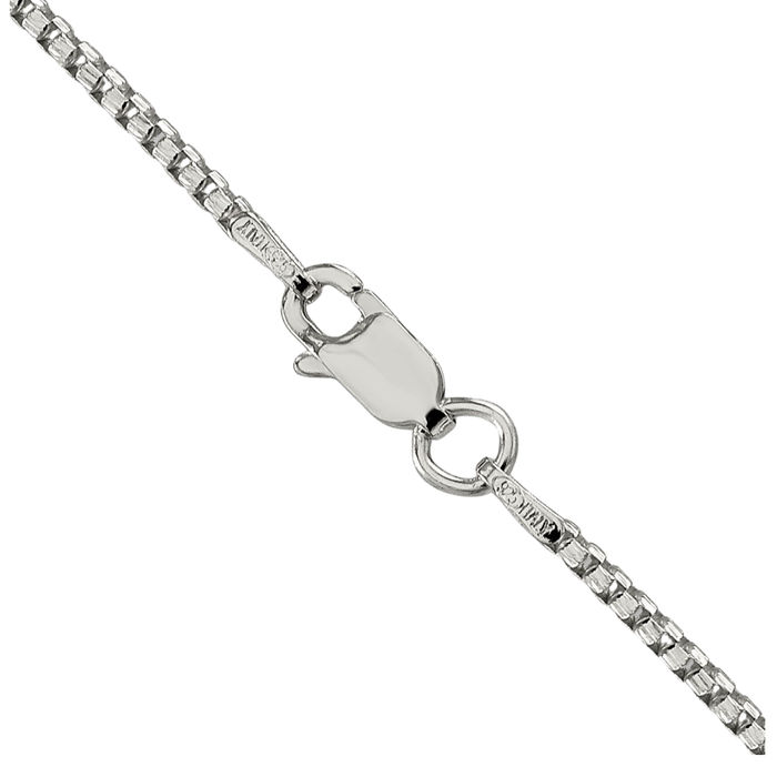 925 Sterling Silver 1.75mm Round Box Link Chain Necklace