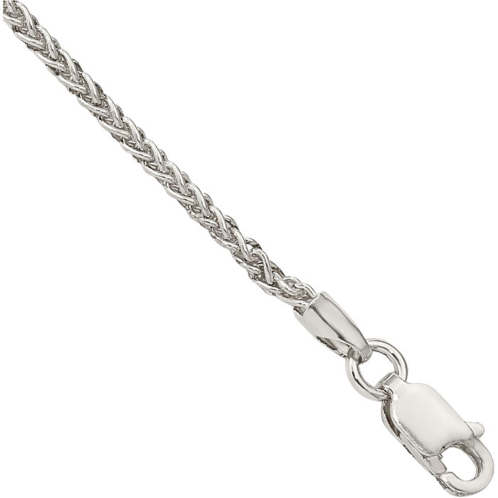 925 Sterling Silver 1.75mm Round Spiga Wheat Link Chain Bracelet