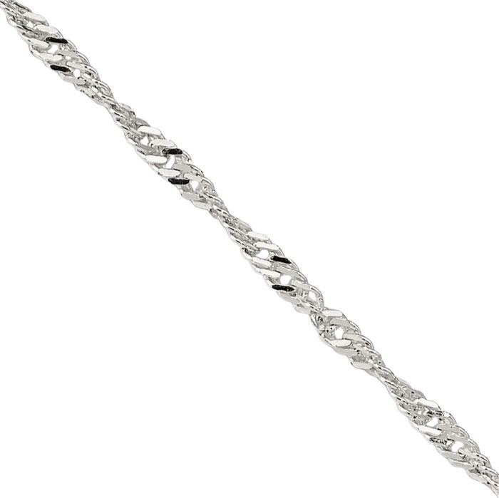 925 Sterling Silver 1.75mm Singapore Chain Necklace