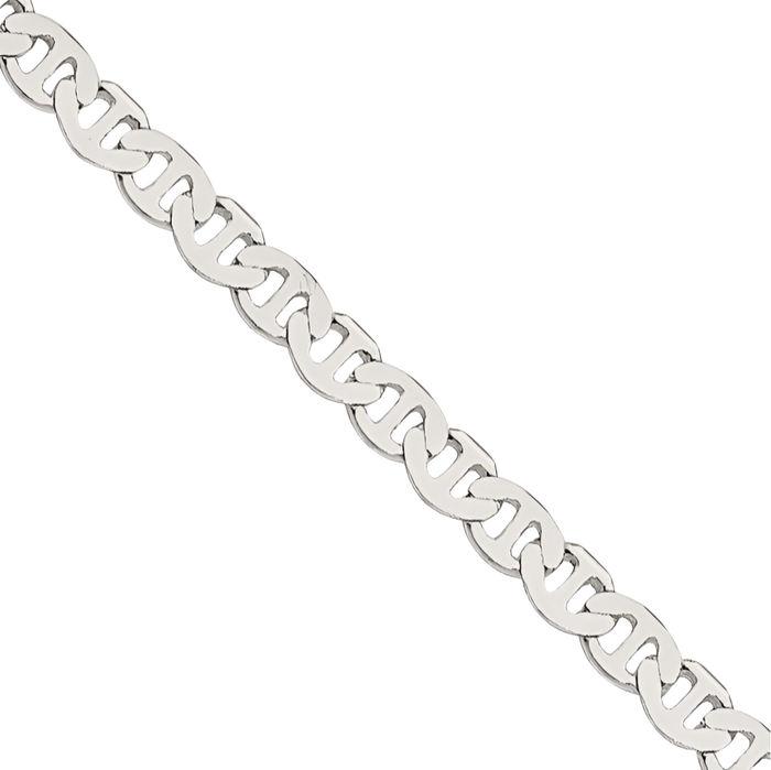 925 Sterling Silver 1.85mm Anchor Mariner Link Chain Necklace