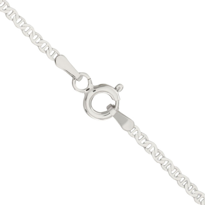 925 Sterling Silver 1.85mm Anchor Mariner Link Chain Necklace