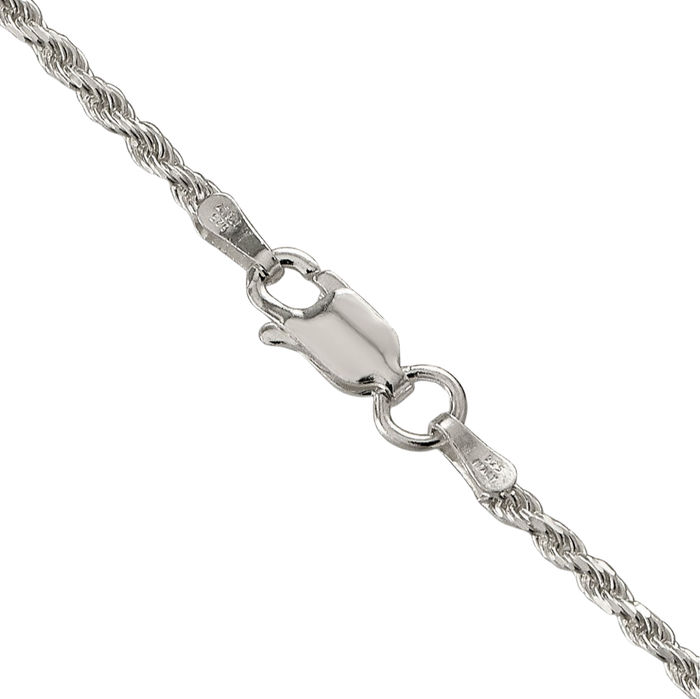 925 Sterling Silver 1.85mm Rope Chain Twisted Link Necklace