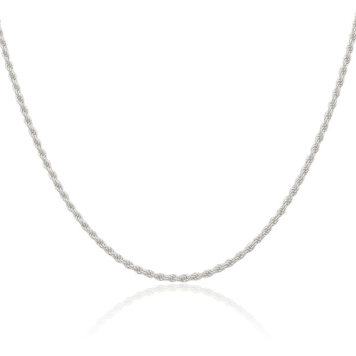 925 Sterling Silver 1.8mm Rope Chain Twisted Link Necklace