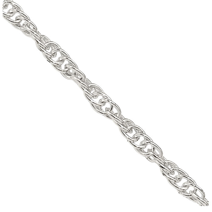 925 Sterling Silver 1.95mm Rope Chain Twisted Link Necklace