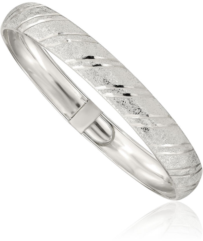 925 Sterling Silver 10.5mm Flexible Bangle Bracelet